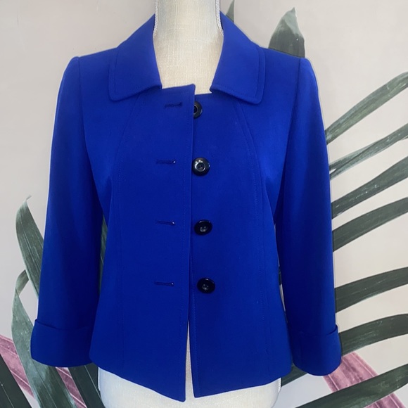 Tahari ASL Royal Blue Cropped Blazer - Picture 3 of 8